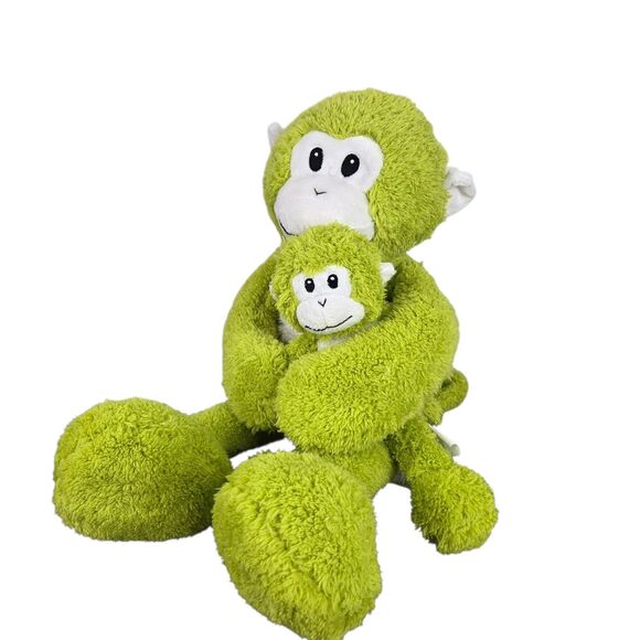Set of 2 Pier 1 Imports Green Monkey Max Plush Ape Gorilla 21" & 10" - Picture 3 of 15